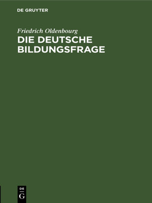 cover image of Die deutsche Bildungsfrage
